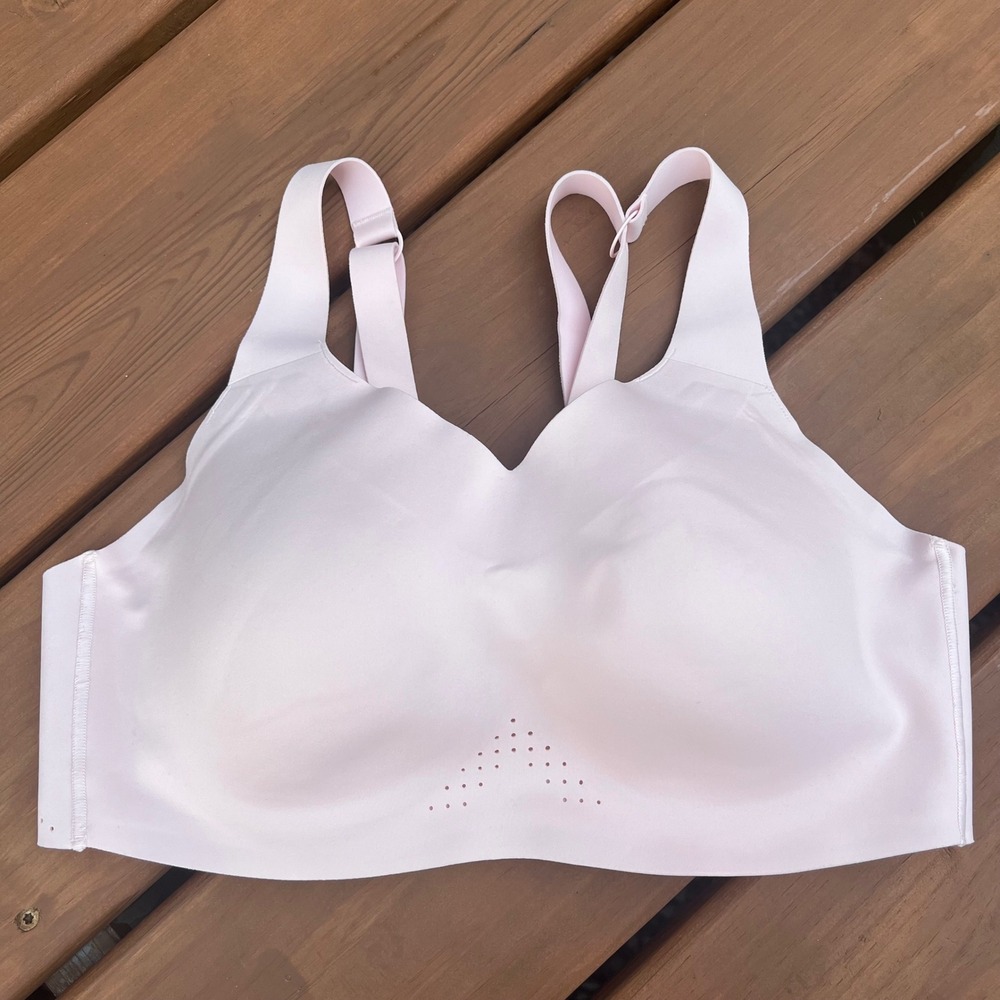Brooks Sports Bra Running Dare Underwire High Impact Light Pink Back Close 36D